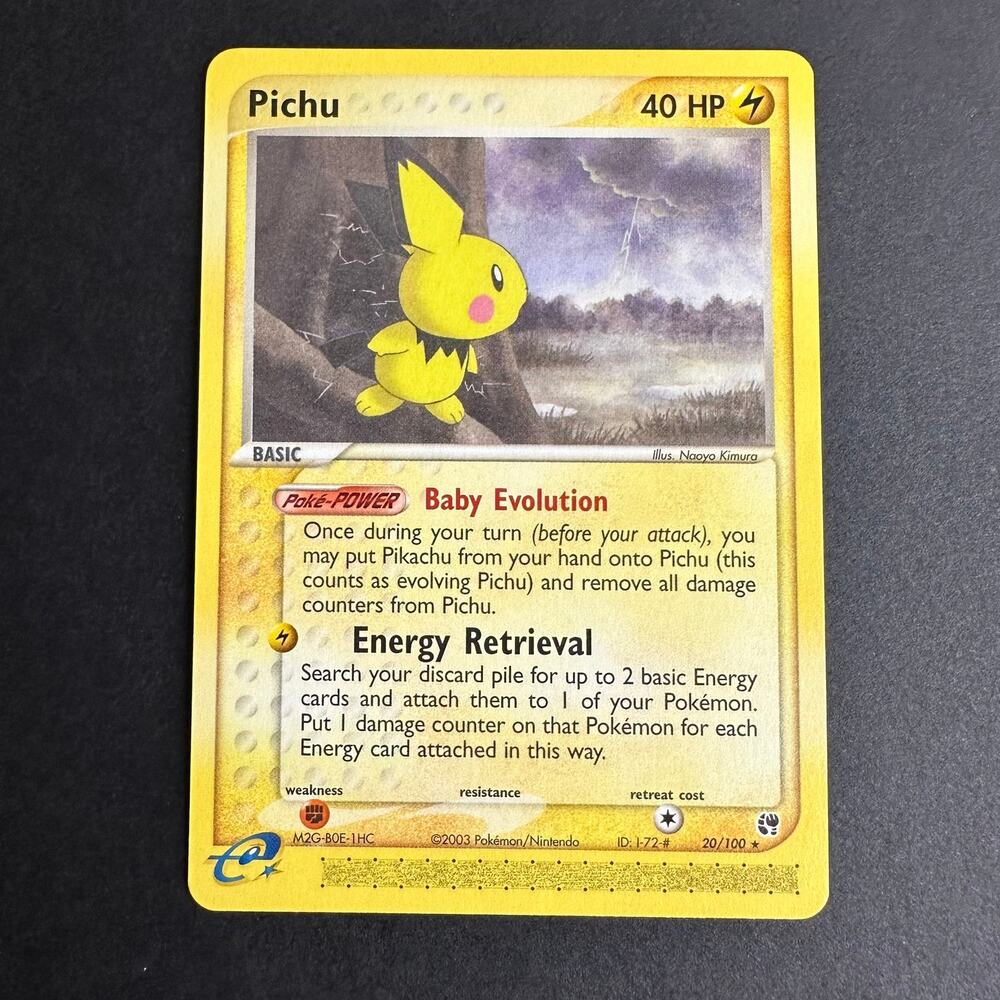 Pokemon TCG Pichu EX Sandstorm 20/100 Rare Normal Near Mint Condition